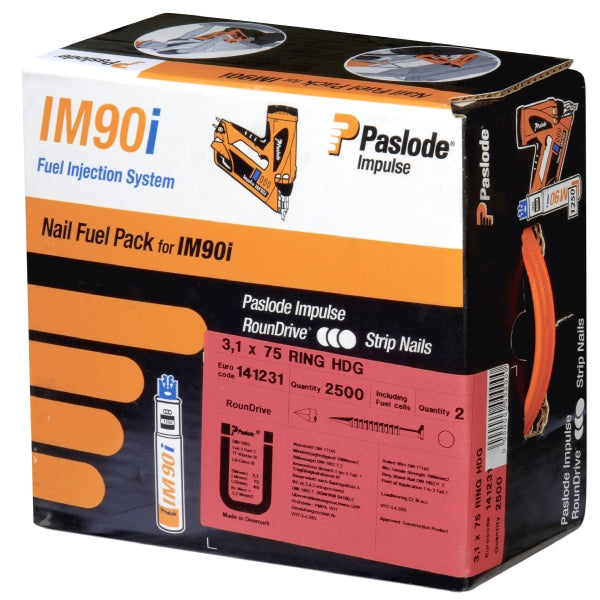 Paslode 3.1x90mm Bright Ring Nails (Box of 2200)
