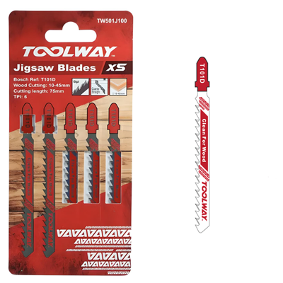 Toolway T101D Jigsaw Blade for Wood (Pack of 5)