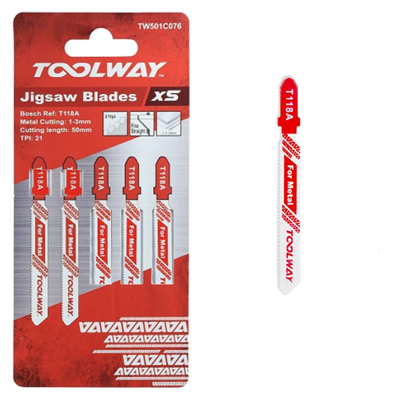 Toolway T118A Jigsaw Blade for Metal (Pack of 5)