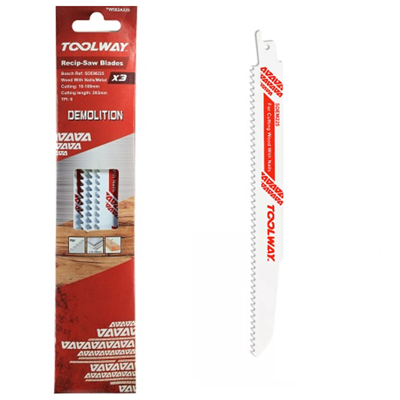 Toolway SDEM225 225mm Reciprocating Saw Blades (Pack of 3)