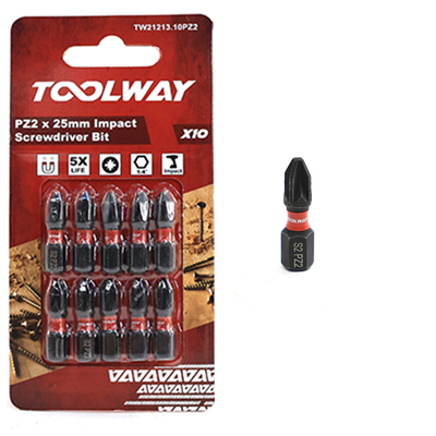 Toolway PZ2 x 25mm Impact Screwdriver Bit (Pack of 10)