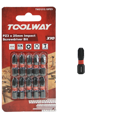 Toolway PZ3 x 25mm Impact Screwdriver Bit (Pack of 10)