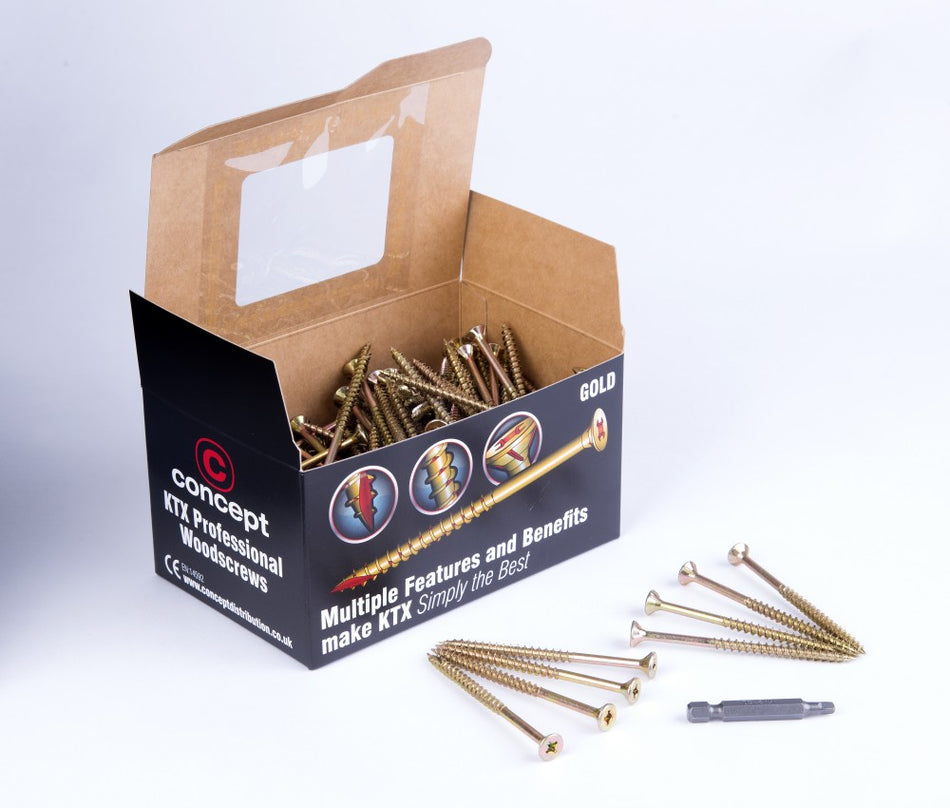 Concept KTX Gold Premium M4.0 x 50mm Woodscrews (Box of 200)