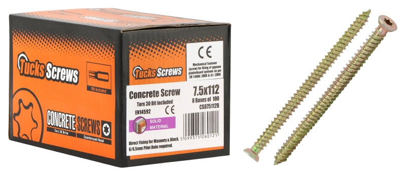Tucks 7.5 x 202mm Concrete Screws (Box of 100)